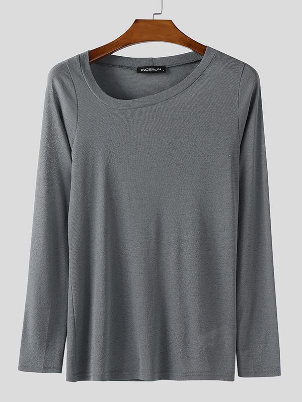 Men's Solid Color Basic Casual T-shirt SKUL34189