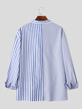 Mens Irregular Striped Patchwork Lapel Casual Shirt SKUK41846