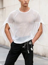 Men's Sheer Mesh Patchwork Split Cuff T-shirt SKUL51864