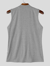 Men's Vintage Casual Half-Zip Knit Fitted Muscle Cargo Tank SKUL69703