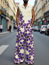 Men's Floral Print Colorblock Jumpsuit SKUL19821