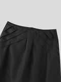 Mens Solid Pleated Irregular Hem Skirt SKUK30954
