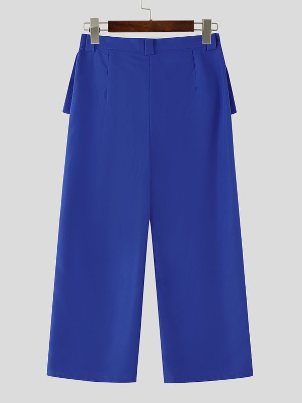 Men's Unisex Avant-Garde Thigh Cutout Mesh Paneled High Waist Baggy Wide Leg Pant SKUL64257