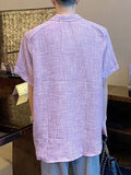 Mens Solid Revere Collar Short Sleeve Shirt SKUK07643