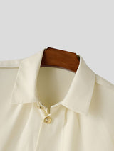 Men's Retro Party Puff Lantern Sleeve Shoulder Button Long Sleeve Lapel Collar Shirt SKUL77990