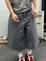 Men's Streetwear Rivet Stitching Loose Baggy Capri Pant SKUL68382