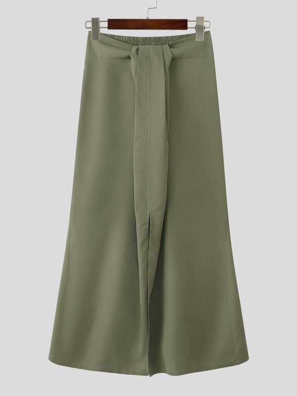 Men's Bohemian Ethnic Style Draped Wrap Front Loose Wide Leg Skirt SKUL60637