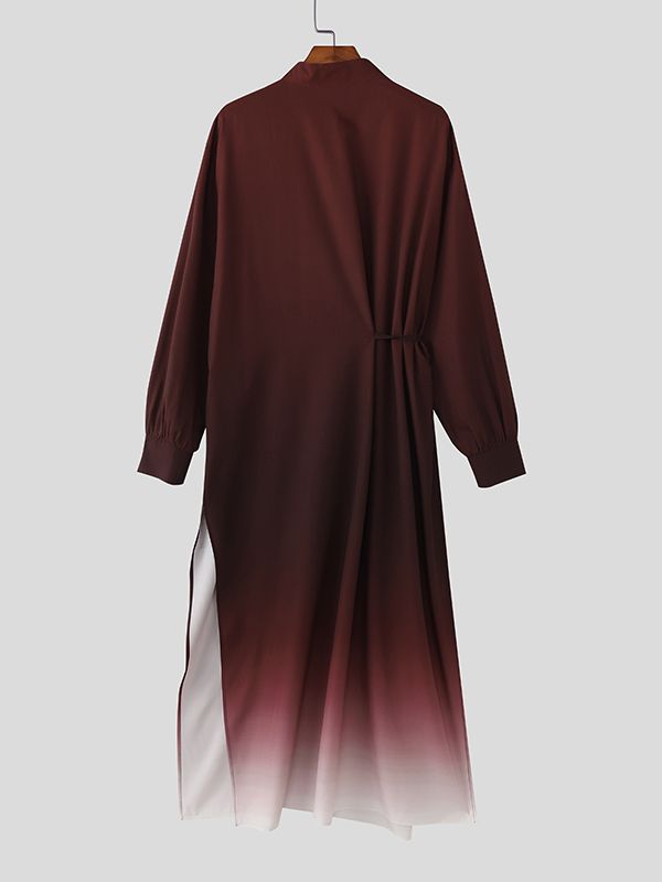 Men's Gradient Long Hem Stand Collar Shirt SKUL40228