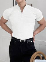 Men's Texture Half Zip Short Sleeve T-Shirt SKUL35294