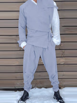 Men's Solid Color Tie Casual Two Pieces Outfit SKUL25825