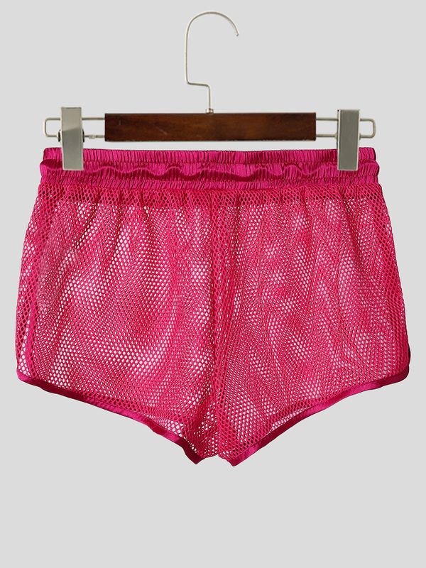 Men's Nightclub Party Sheer Mesh Drawstring Mid-Low Waist Short SKUL77512