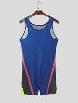 Men's Avant-Garde "23" Graphic Color-Block Mesh Panel Athletic Bodysuit SKUL54072