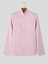 Mens Textured Stand Collar Long Sleeve Shirt SKUK99994