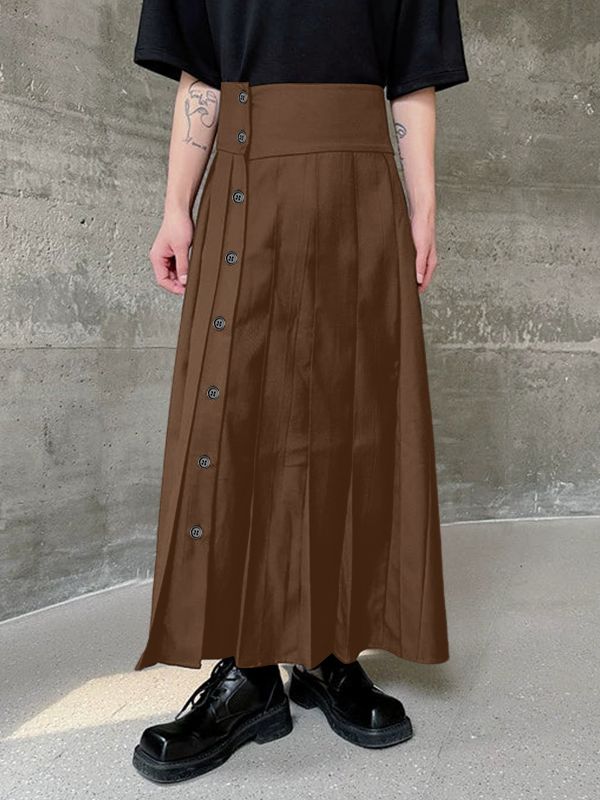 Men's Deconstructed Pleated Wide Leg Genderless Skirt SKUL50029