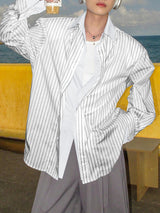 Men's Striped Colorblock Collar Long Sleeve Shirt SKUL27372