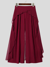 Men's Bohemian Avant-Garde Beach Vacation Chiffon Skirt Overlay Wide-Leg Pant SKUL84058