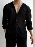 Mens Solid Knit Button Front Casual Shirt SKUK27714