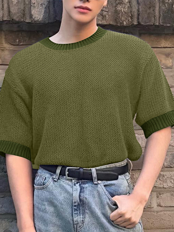 Mens Solid Color Hollow Short-Sleeve T-Shirt SKUL03119