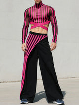 Men's Sheer Striped Cropped Two Pieces Outfit SKUL25950