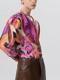 Mens Allover Print V-Neck Ruffle Trim Shirt SKUK02635