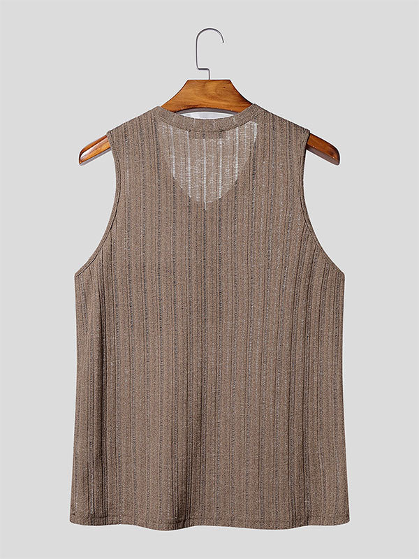 Men's Solid Color Knit Texture Casual Tank SKUL17865