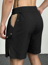 Men's Avant-Garde Side Cutout Snap Button Drawstring Short SKUL70404