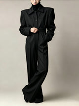 Men's Avant-Garde High Street Belted Button Front Wide Leg Jumpsuit SKUL80612