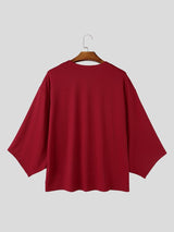 Men's Avant-Garde Minimalist Ribbed Deep V-Neck Wide Sleeve T-shirt SKUL81108