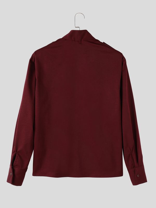 Men's Avant-Garde Party Epaulet Detail Diagonal Metal Button Slim Long Sleeve Shirt SKUL81152