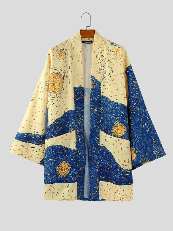 Men's Starry Print Long Sleeve Cardigan SKUL21120