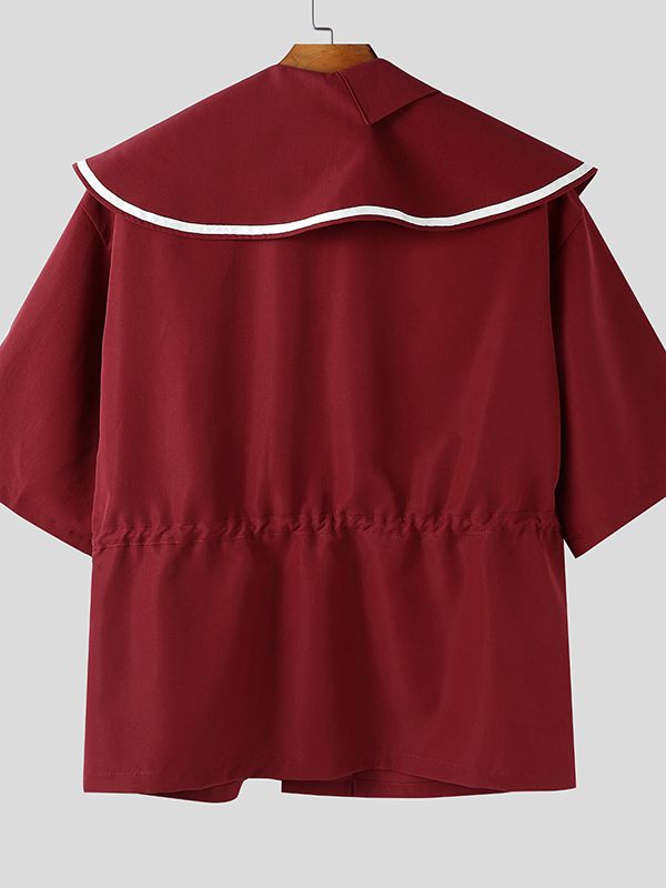 Men's Casual Sailor Collar Short Sleeve Shirt SKUL41524