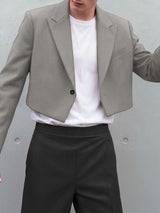 Men's Solid Color Cropped Long Sleeve Blazer SKUL50060