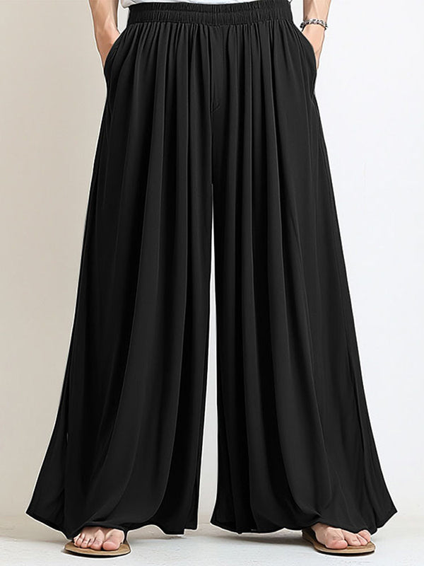 Mens Solid Color Ruched Casual Pant SKUL10602