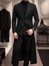 Men's Avant-Garde Runway Cocktail Party High-Low Swallowtail Hem Single Button Long Sleeve Peak Lapel Blazer SKUL79732
