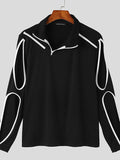Mens Contrast Cutout Zip Design Pullover Sweatshirt SKUK24850