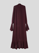 Men's Ruffled Patchwork Sheer Mesh Long Sleeve Shirt SKUL27365