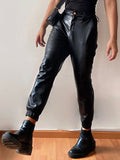 Mens Solid PU Leather Casual Pants SKUK28540