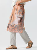 Mens Chinese Style Crane Print Mesh Skirt SKUK20593