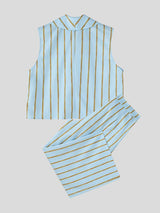 Men's Luxury Vertical Stripe Cropped Two Pieces Outfit SKUL61696
