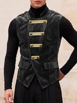 Men's Retro Aristocratic Velvet Military Hussar Waistcoat SKUL75539
