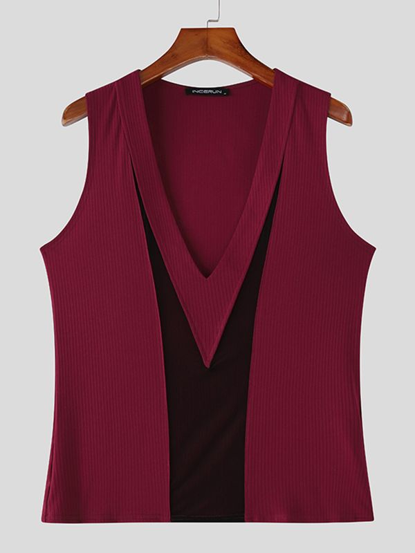 Men's Sheer Mesh Patchwork Knit Tank SKUL56123