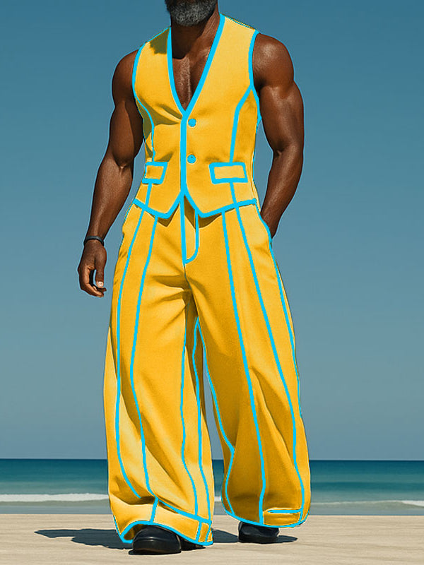 Mens Bold Stripe Colorblock Two Pieces Outfit SKUL23562