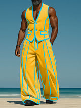 Mens Bold Stripe Colorblock Two Pieces Outfit SKUL23562