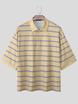 Men's Striped Knit Loose Lapel Shirt SKUL54418