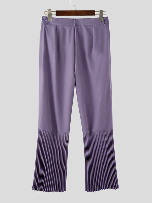 Men's Solid Color Pleated Flared Pant SKUL24742