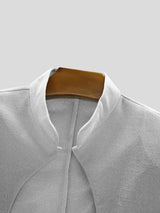 Men's Shiny Cropped Stand Collar Two Pieces Outfit SKUL25739