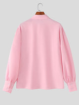 Men's Floral Printed Tie Long Sleeve Shirt SKUL44947