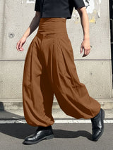 Men's Solid Color Pleated High Waist Loose Fit Pant SKUL50076