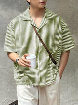 Mens Casual Striped Short Sleeve Shirt SKUL06502