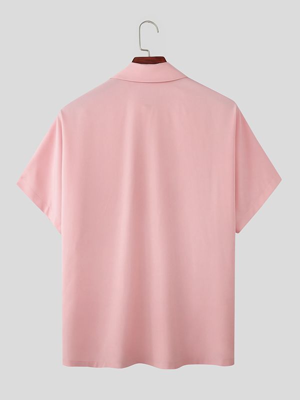 Men's Deconstructed Asymmetric Collar Short Sleeve Shirt SKUL53029